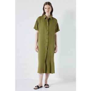 Rochie midi din lyocell cu maneci cazute imagine