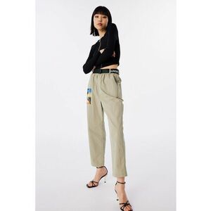 Pantaloni crop cu imprimeu foto imagine
