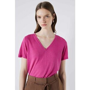 Tricou cu model uni si decolteu in V imagine