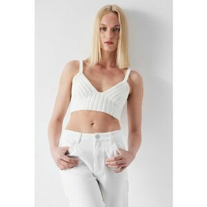 Top crop tricotat cu model in dungi imagine