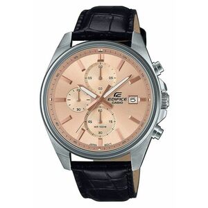 Ceas barbati Edifice EFV-610EL-5AUEF - quartz - negru - 44mm - rezistent la apa 100m - curea din piele naturala - cadran aur roz imagine