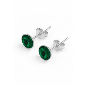 Cercei din Argint 925 cu Cristale Swarovski Verde Inchis - inchidere tip surub - fluturas imagine
