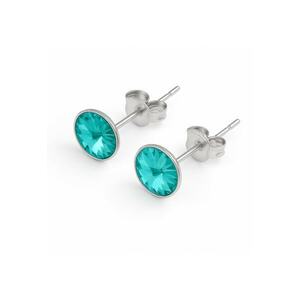 Cercei din Argint 925 cu Cristale Swarovski Turcoaz - inchidere tip surub - fluturas imagine