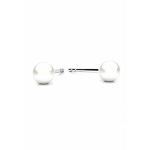 Cercei din Argint 925 cu Perle Preciosa albe - inchidere tip surub - fluturas - stud imagine