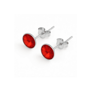 Cercei din Argint 925 cu Cristale Swarovski Rosii - inchidere tip surub - fluturas imagine