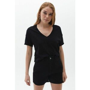 Tricou de bumbac cu decolteu in V imagine