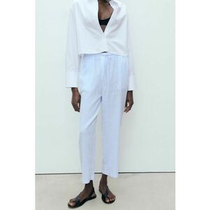 Pantaloni crop din amestec de in imagine