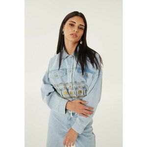 Jacheta din denim cu broderie imagine
