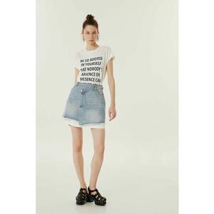 Rochie cu model 2 in 1 si imprimeu text imagine