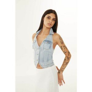 Vesta din denim cu decolteu halter imagine