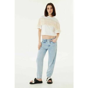 Blugi mom fit cu talie joasa imagine