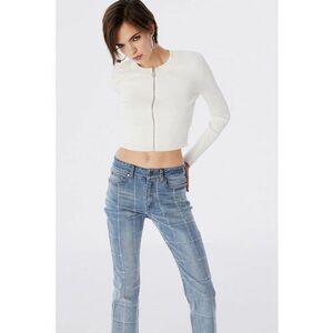 Cardigan crop cu fermoar imagine