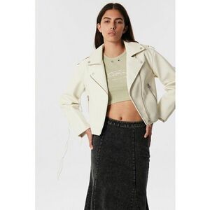 Jacheta crop din piele ecologica cu buzunare cu fermoar imagine