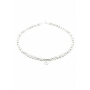 Colier cu Perle Preciosa albe si pandantiv Inima Yin si Yang din Argint 925 - reglabil 39-42 cm - perle 6mm - dama imagine