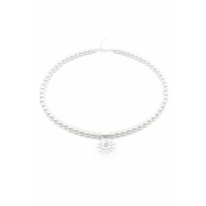 Colier cu Perle Preciosa albe si pandantiv Soare din Argint 925 - reglabil 39-42 cm - perle 6mm - dama imagine