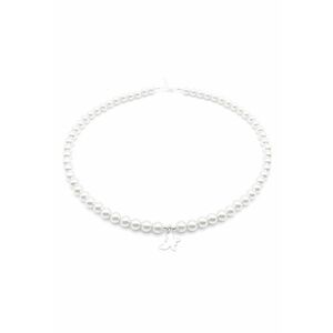 Colier cu Perle Preciosa albe si pandantiv Fluture din Argint 925 - reglabil 39-42 cm - perle 6mm - dama imagine