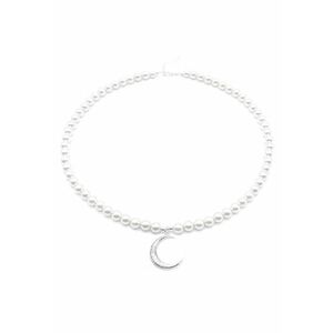 Colier cu Perle Preciosa albe si pandantiv Semiluna din Argint 925 - reglabil 39-42 cm - perle 6mm - dama imagine