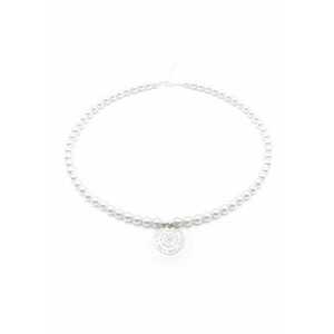 Colier cu Perle Preciosa albe si pandantiv Talisman din Argint 925 - reglabil 39-42 cm - perle 6mm - dama imagine