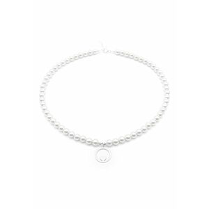 Colier cu Perle Preciosa albe si pandantiv Inima in Cerc din Argint 925 - reglabil 39-42 cm - perle 6mm - dama imagine