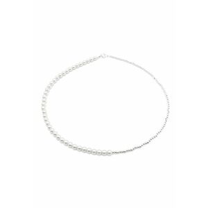 Colier cu Perle Preciosa albe si bile 2 - 5mm din Argint 925 - reglabil 39-42 cm - perle 6mm - dama imagine