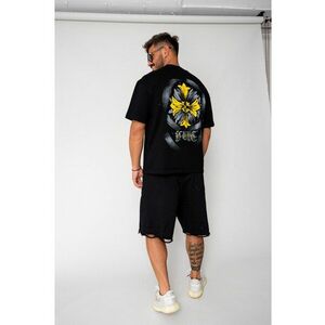 Tricou Yellow Flower Heavy Oversized Black 17403 imagine