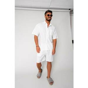 Set Vento camasa si pantalon scurt White 17419 imagine