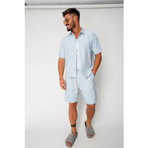 Set camasa si pantalon scurt din denim Blue/Beige 17260 imagine
