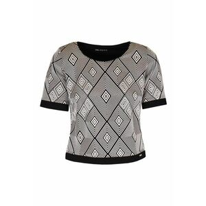 Bluza cu maneca scurta si imprimeu geometric - Negru imagine