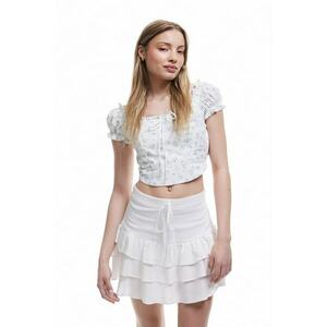 Top crop cu imprimeu floral imagine