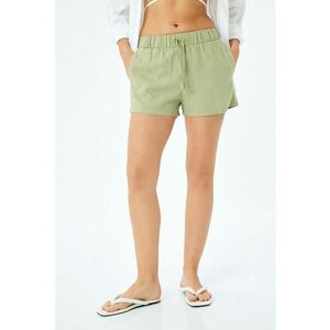 Pantaloni scurti din amestec de in cu snur de ajustare in talie imagine