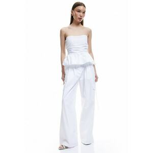 Top bandeau cu terminatie cu volane imagine