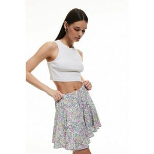 Fusta cu talie inalta si model floral imagine