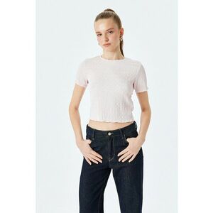 Tricou crop cu model texturat imagine