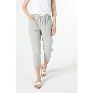 Pantaloni capri cu dungi si talie inalta imagine