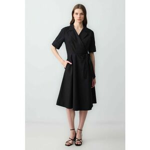 Rochie midi de bumbac cu decolteu in V imagine