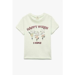 Tricou cu decolteu la baza gatului si imprimeu imagine