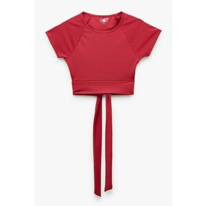 Tricou crop cu prindere cu snururi imagine