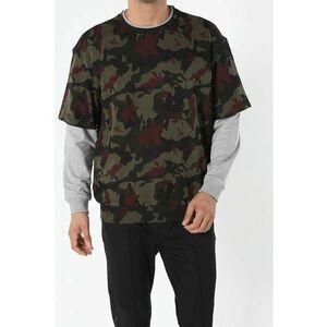 Bluza sport cu imprimeu camuflaj si maneci contrastante imagine