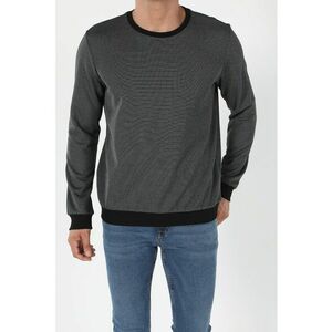 Bluza sport cu model in carouri si decolteu la baza gatului - Negru - imagine