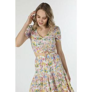 Camasa Cu Maneca Scurta De Dama Multicolor Slim Fit imagine
