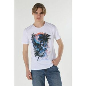Tricou cu imprimeu si decolteu la baza gatului imagine