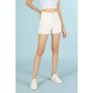 Blugi scurti cu talie inalta si model cu 5 buzunare imagine