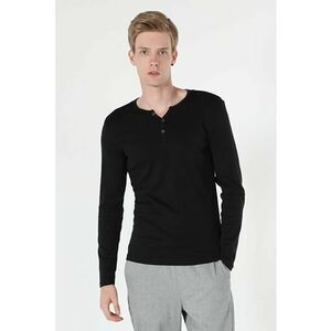 Tricou Cu Maneca Lunga De Barbati Negru Slim Fit2 imagine