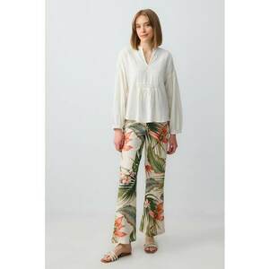 Pantaloni din amestec de in cu model tropical imagine