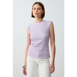 Bluza texturata cu decolteu la baza gatului imagine