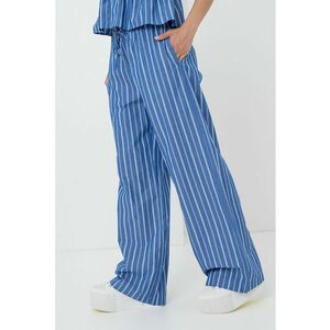 Pantaloni din amestec de bumbac organic cu croiala ampla si dungi imagine