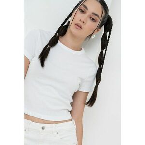 Tricou crop din amestec de bumbac organic cu decolteu rotund imagine