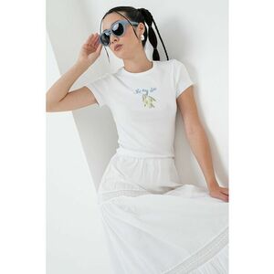 Tricou din amestec de bumbac organic cu imprimeu grafic pe partea din fata imagine
