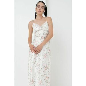 Rochie-furou maxi din satin cu detalii de dantela imagine
