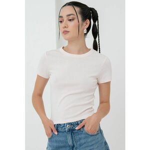 Tricou crop din amestec de bumbac organic cu decolteu rotund imagine
